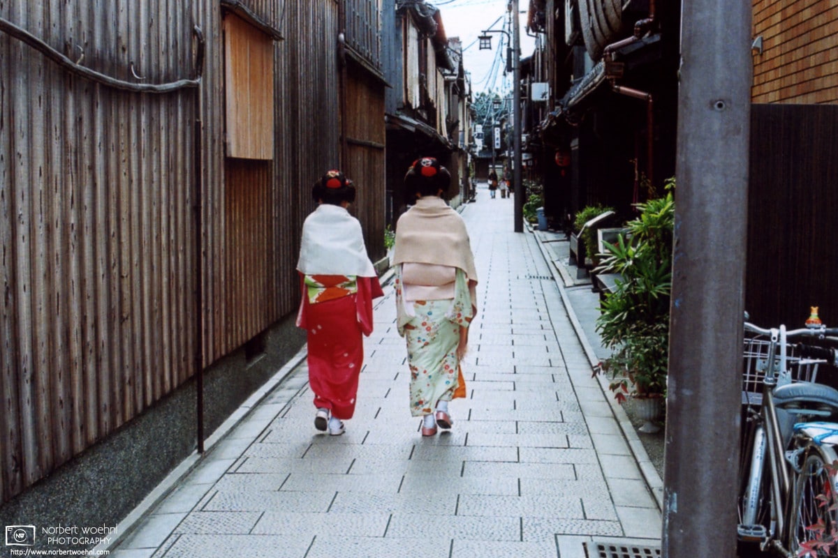 Gion Side Street Kimono Girls, Kyoto, Japan Photo
