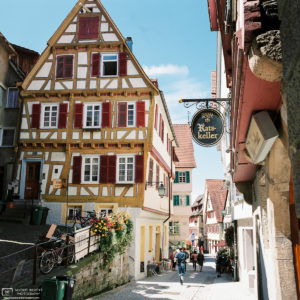 Old Town Haaggasse with Ratskeller Restaurant, Tübingen, Germany Photo