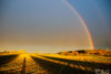 On a late autumn afternoon, a rainbow rises over the fields outside Pliezhausen in southwestern Germany.