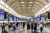 A look at the mid-day flow of people in the concourse of Shinagawa Station in Tokyo, Japan.