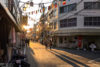 A fine mood created by the setting sun along Higashi-Jujo Shopping Street in Tokyo, Japan.