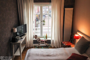 A cozy hotel room interior at the Hotel No. 11 in Lüdinghausen, Germany.