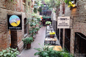 The passageway at the Old Market in Omaha, Nebraska, feels like an indoor garden lined with galleries and restaurants.