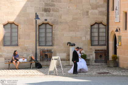 Two couples at different stages in their lives, as seen at Hohentübingen Castle in southwestern Germany.