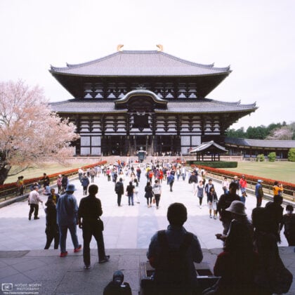 The Great Buddha Hall at Todai-ji Temple in Nara, Japan, houses the world's largest bronze statue of the Buddha Vairocana.
