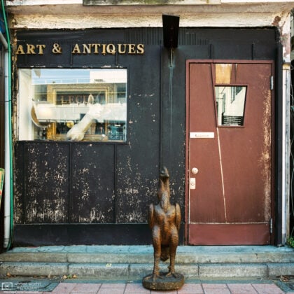 Exterior of an antiques shop in the Koenji area of Tokyo, Japan.